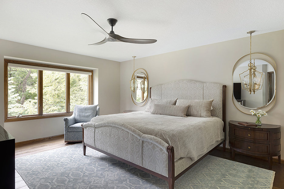 A bedroom on the main floor helps with aging in place modifications.