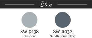 Blue paint colors swatches from Sherwin Williams.