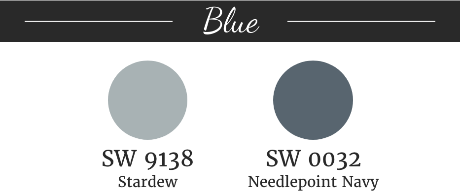 Blue paint colors swatches from Sherwin Williams.