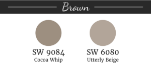 Brown paint swatches from Sherwin Williams.