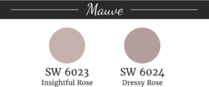Mauve paint swatches from Sherwin Williams.