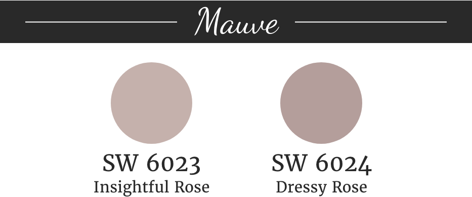 Mauve paint swatches from Sherwin Williams.
