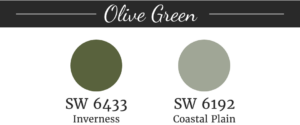 Olive paint swatches from Sherwin Williams.