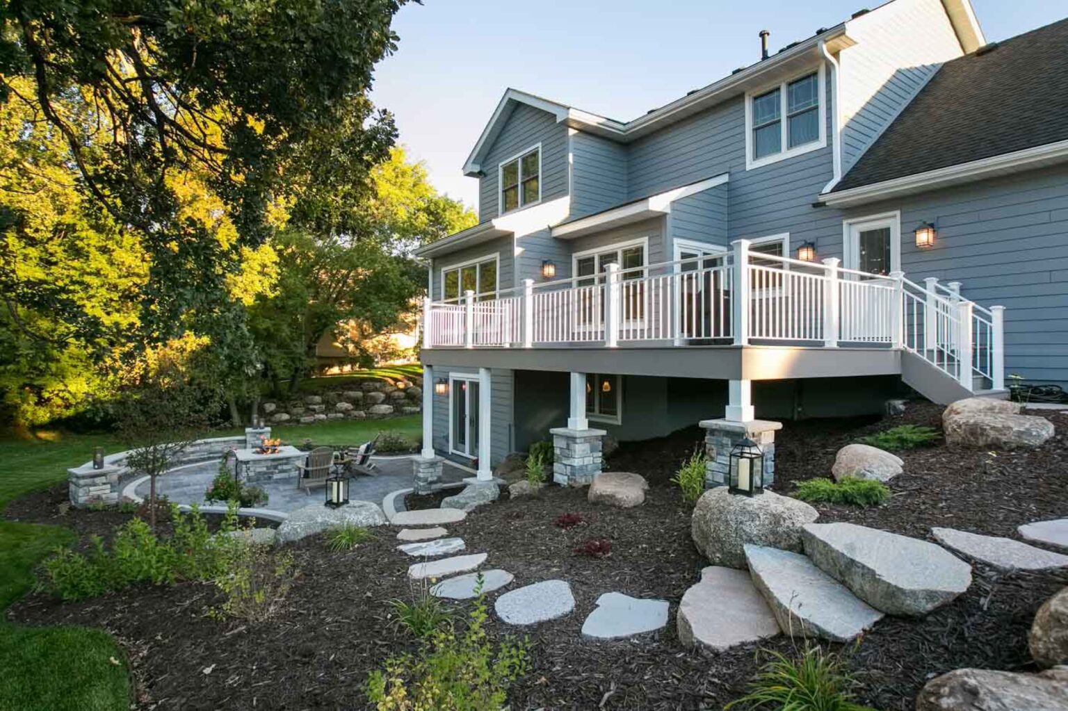 Stone path on a sloped Twin Cities yard.