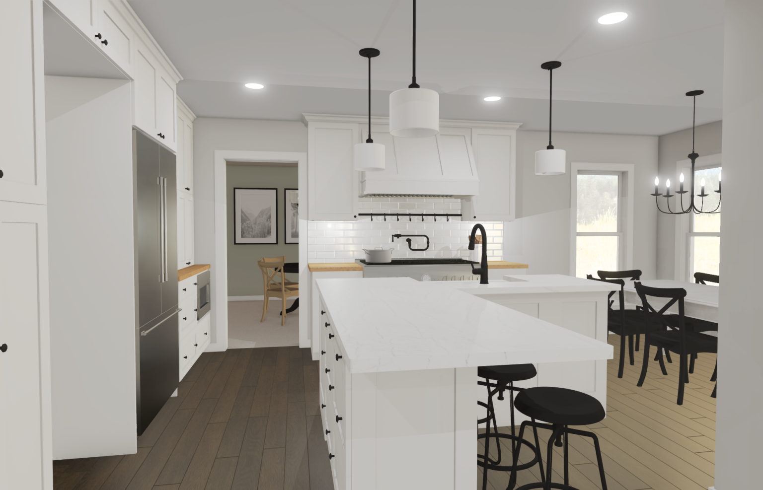 Rendering of white kitchen that's part of a JBDB remodel.