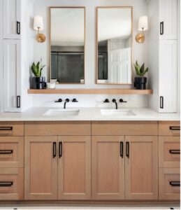 A double vanity sink in a bathroom