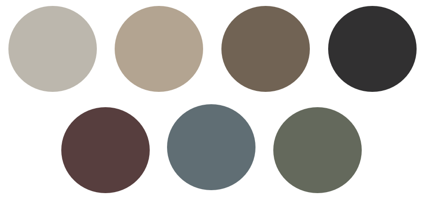 Fall color palette with neutrals, blues and olives.