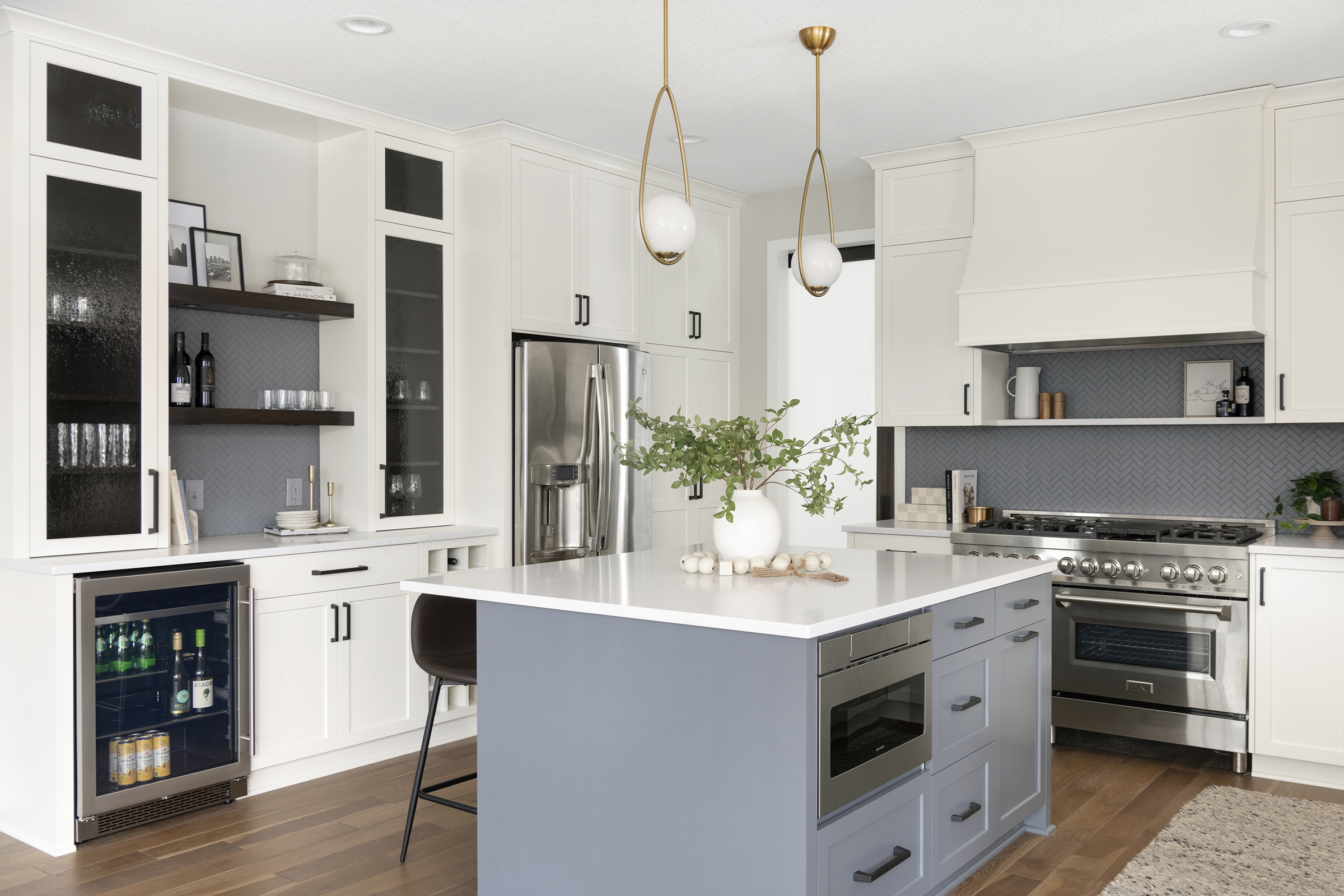 Neatly remodeled kitchen with an island