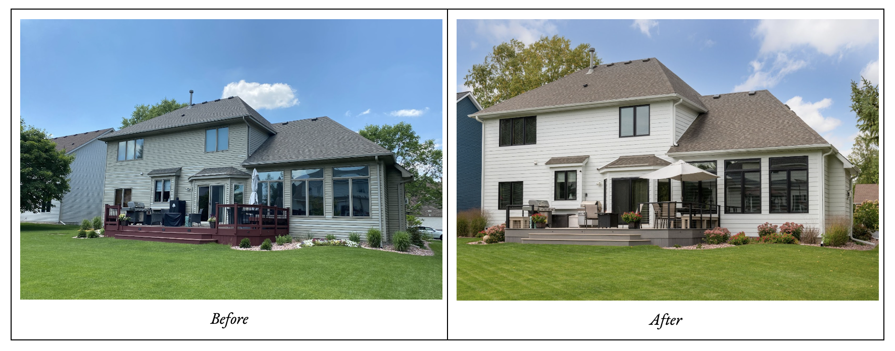 Before and after shots of exterior remodel in Apple Valley, MN