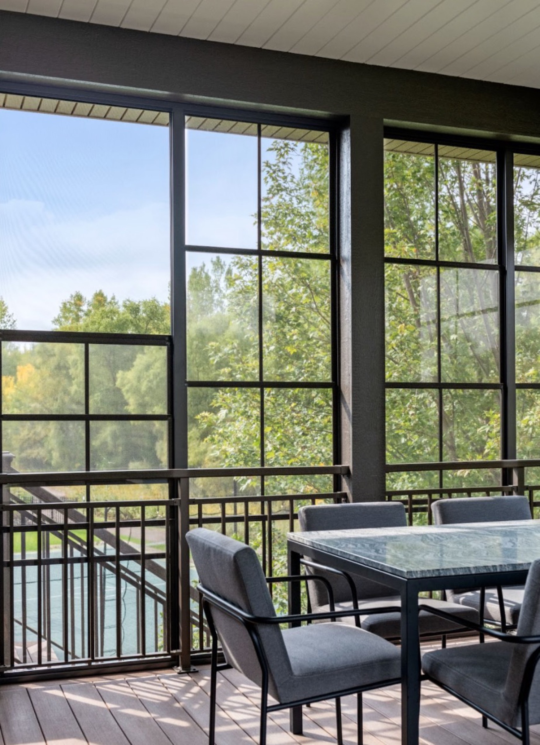 View from inside a new screened in porch in Eagan, MN